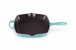 Skillet Gril en fonte emaillee Carre 26 cm Bleu Caraibes